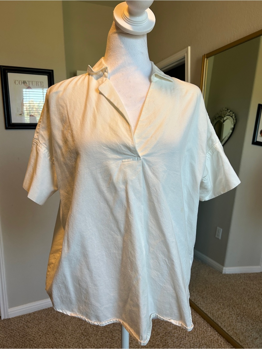 Madewell Courier Button-Back Shirt in Pure White Cotton Popover XXS